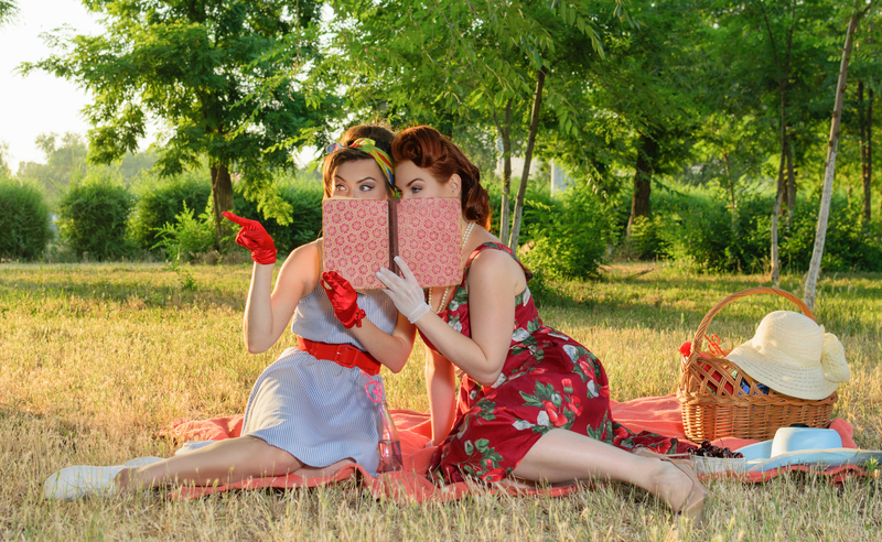 Two women spying