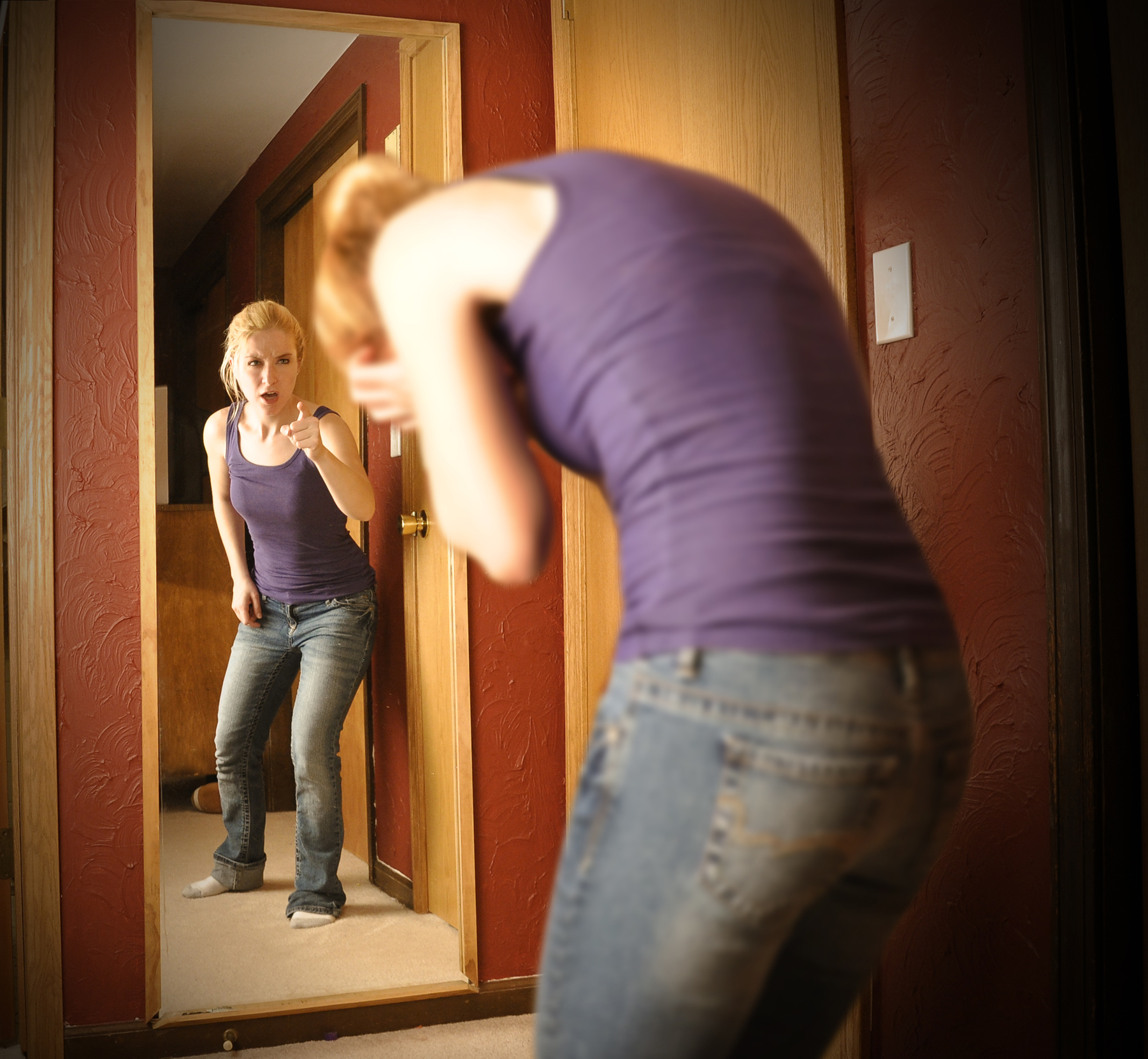 Sad Angry Woman in Mirror