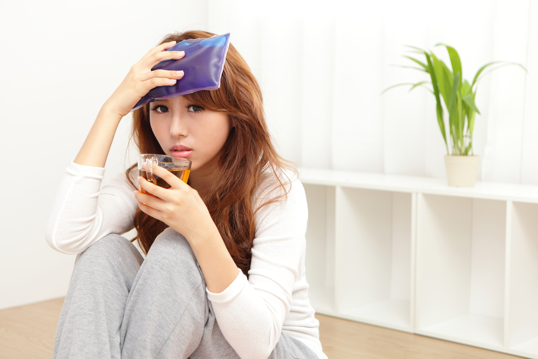 Sick Woman caught Cold and fever