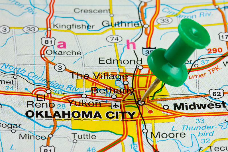 Pushpin in Oklahoma City Map
