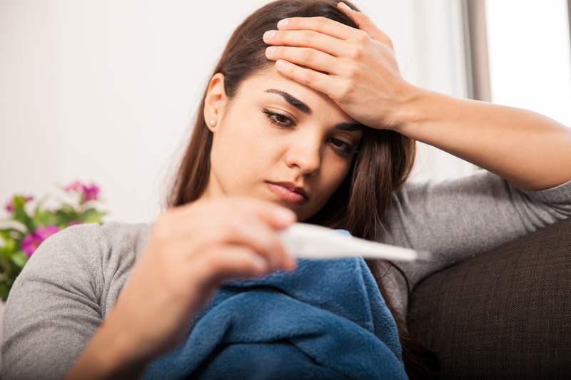 Beautiful girl with fever